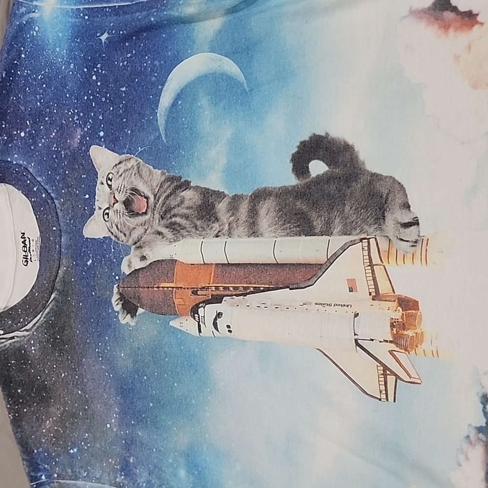Adorable men cat #spaceshuttle shirt size L - Picture 6 of 8